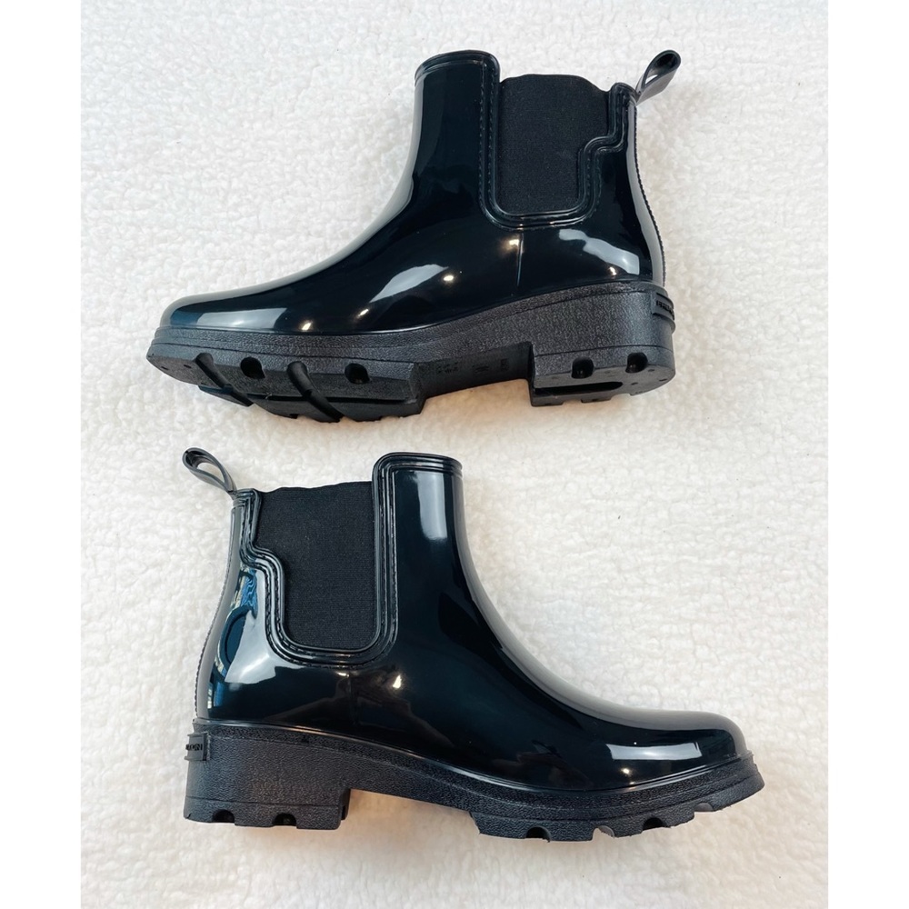 FRENCH CONNECTION • Black Chelsea Ankle Rain Boots, 10